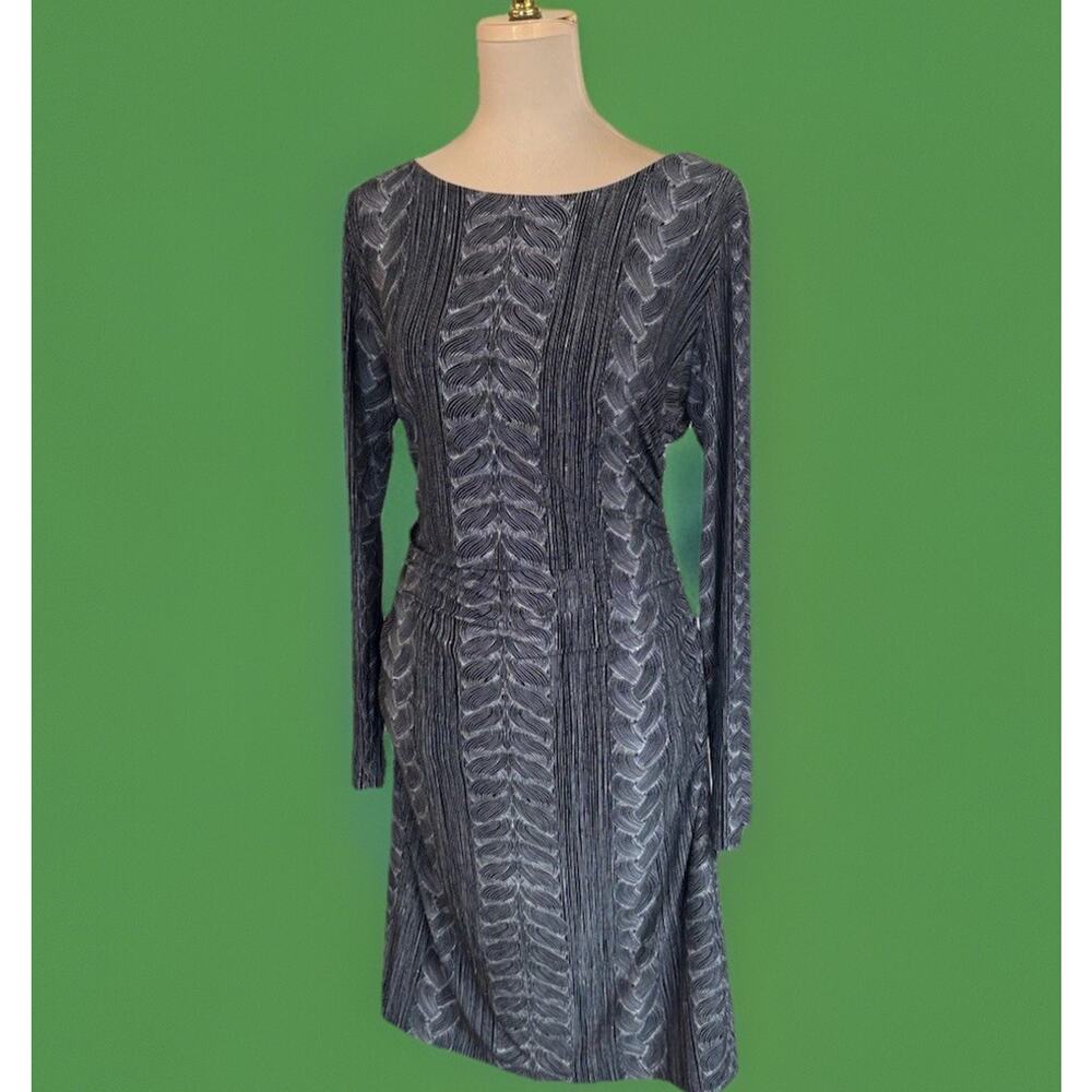 Kamali Kulture XL Graphic Dress Black White Swirl Print Stretch Jersey Midi